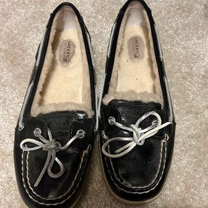 Sperrys top sider with fur size 9